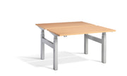 Silver Frame Twin Desk Sit Stand Workstation - Dynamisk 4.