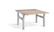 Silver Frame Twin Desk Sit Stand Workstation - Dynamisk 4.