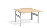 Silver Frame Twin Desk Sit Stand Workstation - Dynamisk 4.