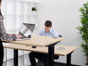 Silver Frame Twin Desk Sit Stand Workstation - Dynamisk 4.